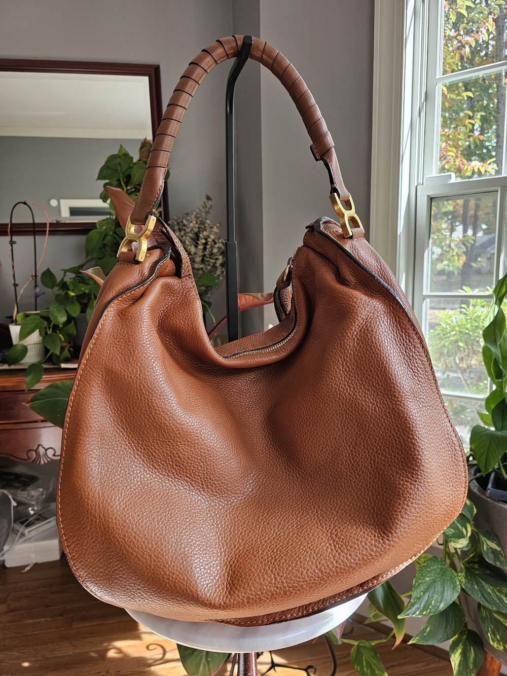Chloé Marcie Hobo Bag in Tan pebbled calfskin - Picture 11 of 12